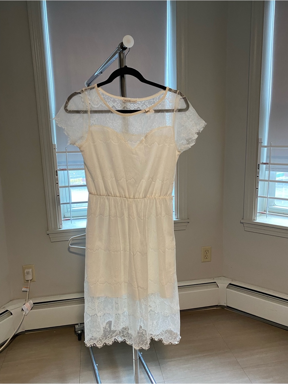 Charlotte Russe Lace Midi Dress in Ivory